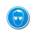   Védőszeműveg használata kötelező  figyelmeztető öntapadó padlójelölés  Ø 300 mm