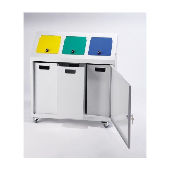 TRIPLE fém szelektív edény, 3 x 32 l, 800x300x875 mm