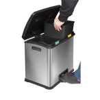   Lábpedálos rozsdamentes szelektív hulladéktároló 2x 12 l, 405x382x430 mm