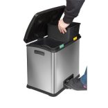 Lábpedálos rozsdamentes szelektív hulladéktároló 2x 12 l, 405x382x430 mm