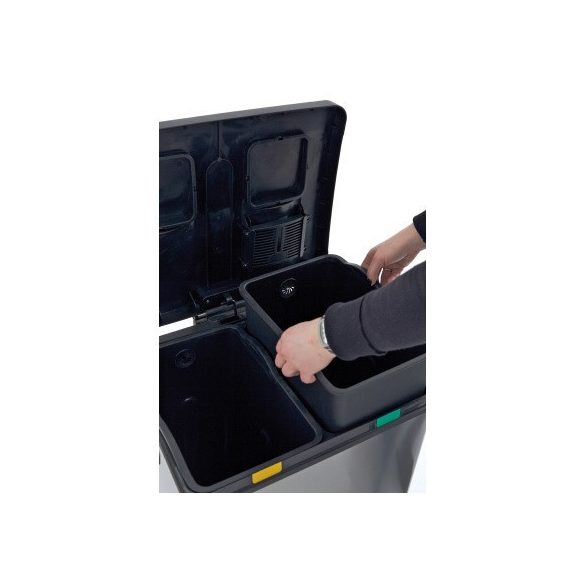 Lábpedálos rozsdamentes szelektív hulladéktároló 2x 12 l, 405x382x430 mm