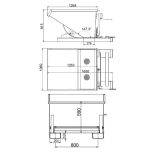 600 literes  dupla aljú billenő konténer 1650x1060x815/1055 mm