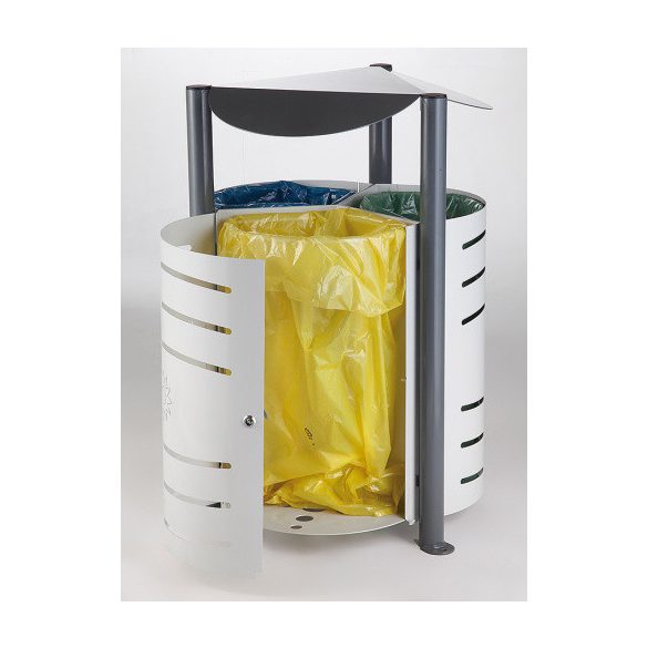 Három szekcióra osztott szelektív hulladéktároló, 3 x 75 L