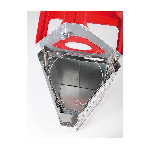 Háromszög alakú hulladéktároló fedéllel, szelektív hulladékhoz, piros, 45 L