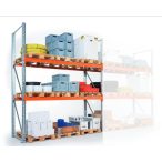   MV02 7897 raklapos alap állvány 3600 mm széles 1100 mm mély 2700 magas, T+2 szint t.b. 2154 kg/szint