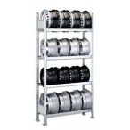   Gumiabroncs tároló polcállvány, alapállvány, 250 x 100 - 150 x 30 cm, 4 szint  