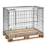 EUR raklaphoz rácsos kicsire összecsukható raklapmagasító keret lenyitható oldalú 1200x1000x870 mm