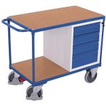 Műhelykocsi 2 rakfelülettel - zárható fiókokkal, 1190 x 600 x 930 mm