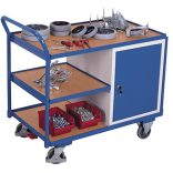 Műhelykocsi 3 rakfelülettel, zátható tárolóval