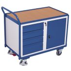   Műhelykocsi 1 rakfelülettel - 4 db zárható fiókkal és egy tárolóval, 1125 x 625 x 1010 mm