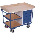   Műhelykocsi 3 rakfelülettel, 4 db zárható fiókkal, 1220 x 640 x 955 mm