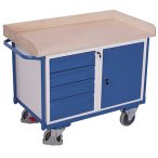   Műhelykocsi 1 rakfelülettel, 4 db záható fiókkal és tárolóval, 1220 x 640 x 955 mm