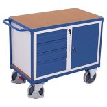 Műhelykocsi 1 rakfelülettel, fiókkal és tárolóval, 1190 x 600 x 930 mm