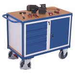 Műhelykocsi 1 rakfelülettel, fiókkal és tárolóval, 1190 x 600 x 930 mm