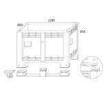 2 talpas szellőzőréses újrahasznósított műanyag konténer 550 L 1200x800x850 mm