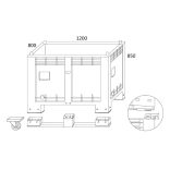 4 lábas szellőzőréses műanyag konténer 550 L 1200x800x850 mm
