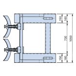 Hordófogó, acélból, lakkozott, 2 db 200 literes hordóhoz