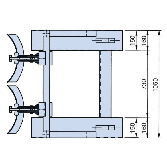 Hordófogó, acélból, lakkozott, 2 db 200 literes hordóhoz