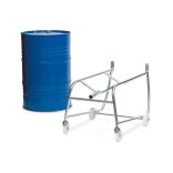 Hordóbillentő emelő rúddal, acélból, görgőfeltéttel és kármentővel, 1 db 200 literes hordóhoz