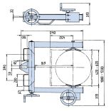 Hordófordító fogó acélból, lakkozott, fémhordókhoz, 1 acél hordó Ø 400 - 620 mm átmérővel