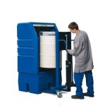 Hordóemelő, hordószorítóval, 200 literes acélhordó, keskeny alvázú, emelési magasság 120-520 mm