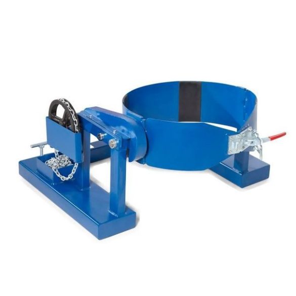 Hordóforgató villástargonca adapter 220 L hordókhoz ülésből kezelhető lánccal (festett)