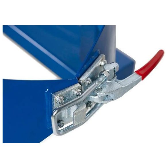 Hordóforgató villástargonca adapter 220 L hordókhoz ülésből kezelhető lánccal (festett)