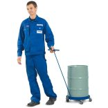 Hordógörgető egy 60 literes hordóhoz, vonórúddal és 4 beálló görgő