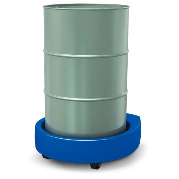 Hordógörgető polietilénből (PE), vonórúddal, 2 fix görgő, 2 beálló görgő, kék