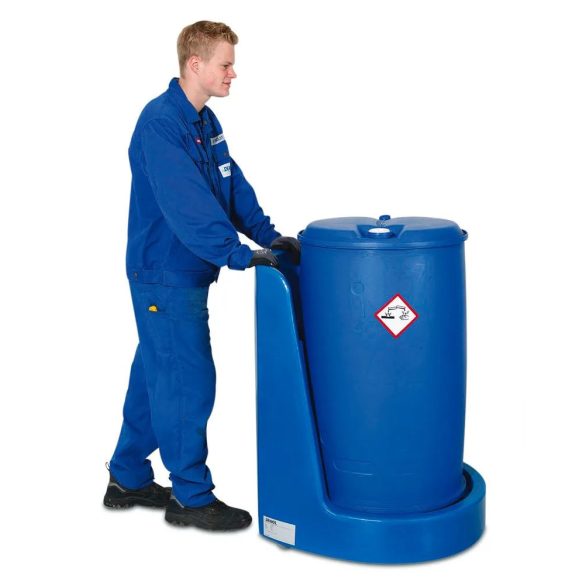 Hordógörgető polietilénből (PE), beépített védőfallal, kék 