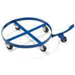   Hordógörgető acélból, 200 l hordókhoz, billentő szerkezettel, 4 beálló görgő, kék