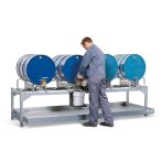   Lefejtő állomás acélból, 4 db 200 l hordóhoz, horganyzott, 2 db hordótartó raklappal