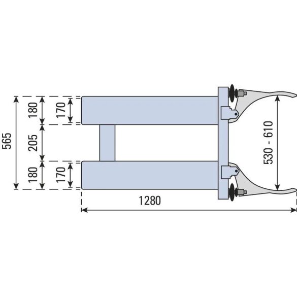 Hordószorító, targoncára szerelhető lakkozott acélból, 1 x 200l acél- és műanyag hordóhoz