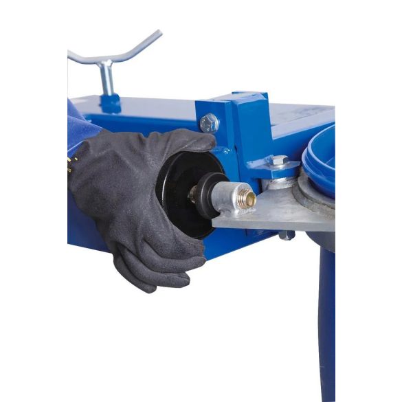 Hordószorító, targoncára szerelhető lakkozott acélból, 1 x 200l acél- és műanyag hordóhoz