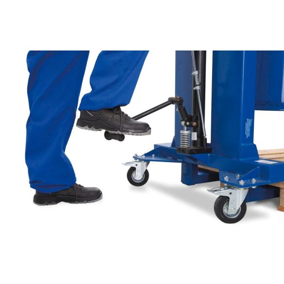 Hordóemelő, hordószorítóval, 200-220 literes hordó, széles alvázzal, emelési magasság 0-520 mm 