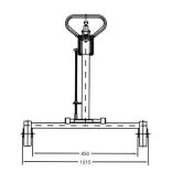 Hordóemelő, hordófogóval, 200 literes bordás acélhordó, széles alvázú, emelési magasság 0-300 mm