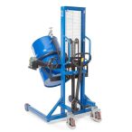   Hordóemelő Servo, hordóforgatóval 180°, 200 literes acélhord., széles alvázú, em. mag. 0-1270 mm 