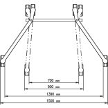 Hordóemelő, hordófogóval, 200 literes bordás acélhordó, állítható alvázú, emelési magasság 0-1060 mm