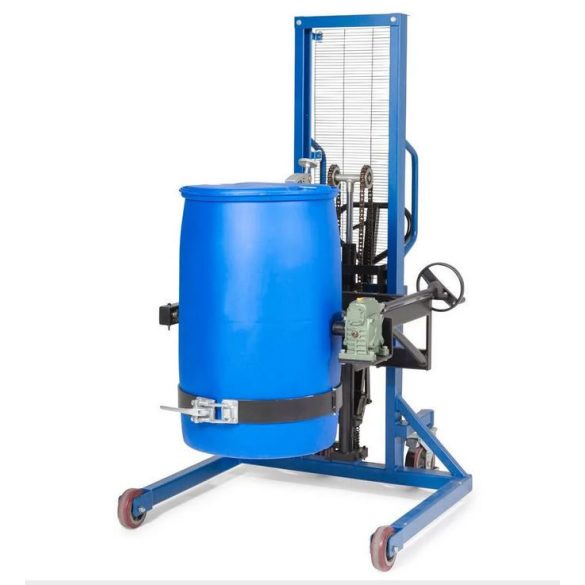 Széles alvázú hordóemelő Servo, hordóforgatóval 180°, 200-220 literes hordóhoz, em. mag. 0-1270 mm 