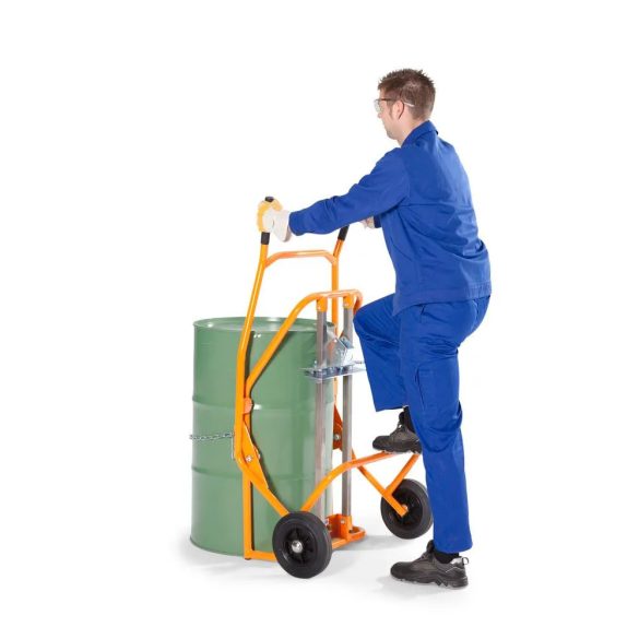 Hordókocsi, porfestett acél, tömör gumis, acél/műanyag hordókhoz