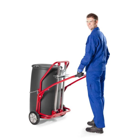 Hordókocsi, porfestett acél, acél-műanyag hordókhoz, elektr. vezetőképes