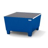 Acél kármentő tálca 1 hordóhoz, 885x815x478 mm, lakkozott, aláfogható, rácsrostéllyal