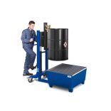 Acél kármentő tálca 1 hordóhoz, 885x815x478 mm, lakkozott, aláfogható, rácsrostéllyal