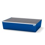 Acél kármentő tálca 2 hordóhoz, 1236x815x255 mm, lakkozott, rácsrostéllyal