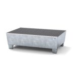   Acél kármentő tálca 2 hordóhoz, 1236x815x355 mm, horganyzott, aláfogható, rácsrostéllyal