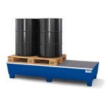 Acél kármentő tálca 3 hordóhoz, 815x2010x355 mm, lakkozott, aláfogható, rácsrostéllyal