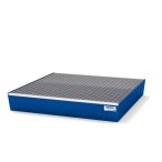   Acél kármentő tálca 4 hordóhoz, 1236x1210x190 mm, lakkozott, rácsrostéllyal