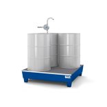 Acél kármentő tálca 4 hordóhoz, 1236x1210x290 mm, lakkozott, aláfogható, rácsrostéllyal