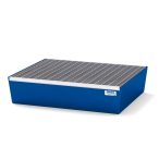   Acél kármentő tálca 2 hordóhoz, 635x785x178 mm, lakkozott, rácsrostéllyal