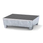   Acél kármentő tálca 2 hordóhoz, 635x785x278 mm, horganyzott, aláfogható, rácsrostéllyal